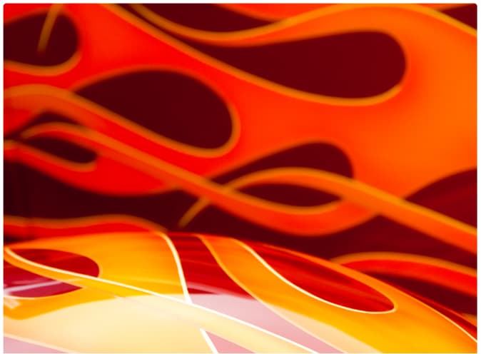 Custom flame wrap finish on a vehicle panel